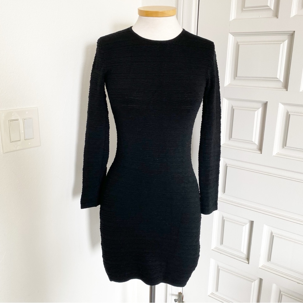 Olivaceous Black Dress Bodycon Long Sleeve Party LBD Size Large